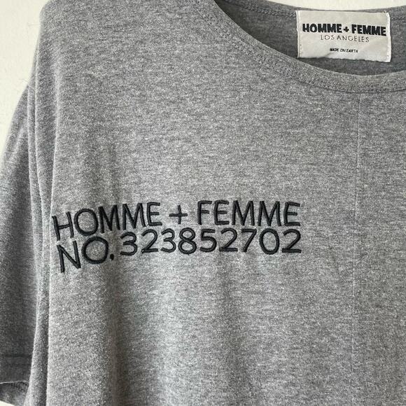 Homme + Femme Los Angeles Men’s T-Shirt Round Hem Bottom Gray Black Size XXL - Picture 7 of 8